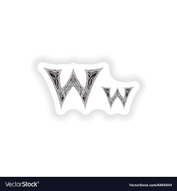 Sticker Low poly letter W in gray mosaic polygon vector image