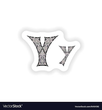 Sticker Low poly letter Y in gray mosaic polygon vector image