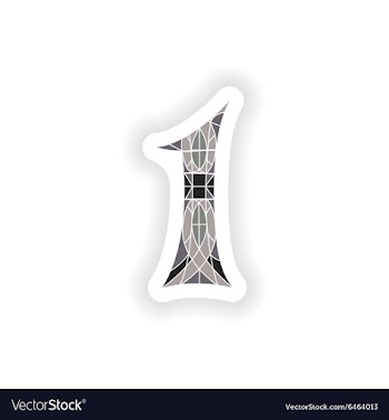 Sticker Low poly number 1 in gray mosaic polygon vector image