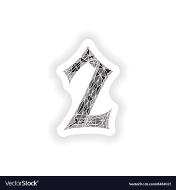 Sticker Low poly number 2 in gray mosaic polygon vector image