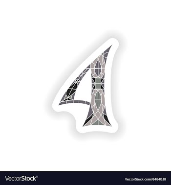 Sticker Low poly number 4 in gray mosaic polygon vector image