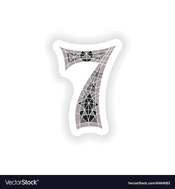 Sticker Low poly number 7 in gray mosaic polygon vector image