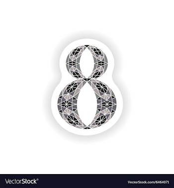 Sticker Low poly number 8 in gray mosaic polygon vector image