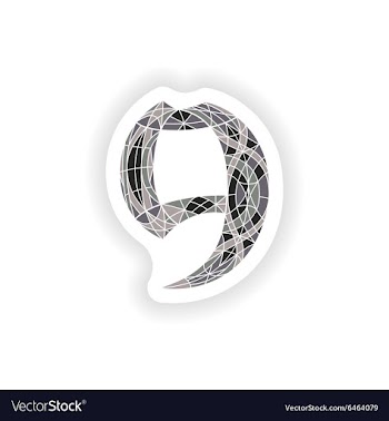 Sticker Low poly number 9 in gray mosaic polygon vector image