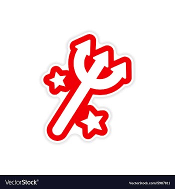 Sticker magic trident with stars on a white vector image