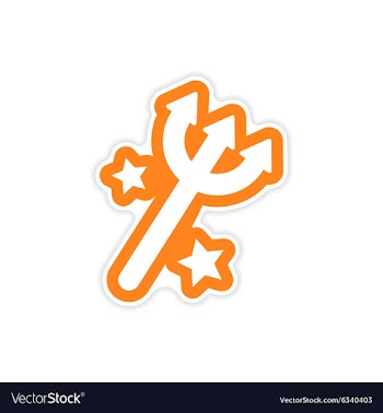 Sticker magic trident with stars on a white vector image