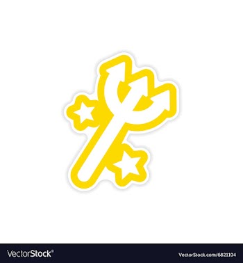 Sticker magic trident with stars on a white vector image