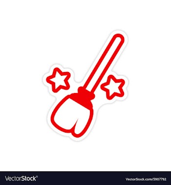 Sticker magical flying broom halloween witch vector image
