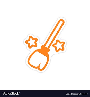 Sticker magical flying broom halloween witch vector image