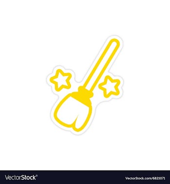 Sticker magical flying broom halloween witch vector image