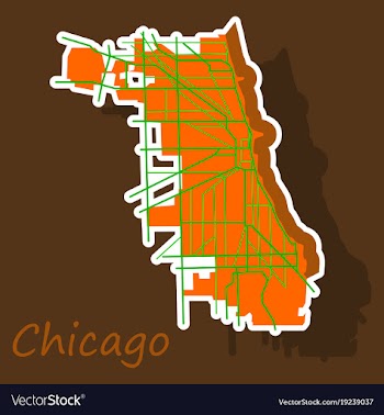 Sticker map chicago city illinois roads vector image