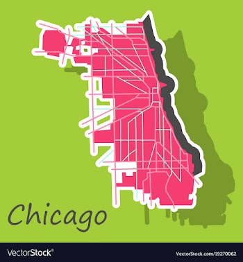 Sticker map chicago city illinois roads vector image