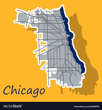 Sticker map chicago city illinois roads vector image