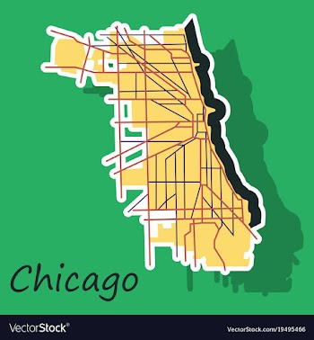Sticker map chicago city illinois roads vector image