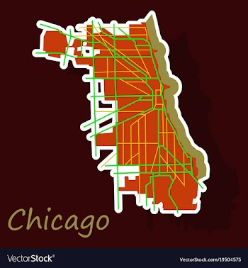 Sticker map chicago city illinois roads vector image
