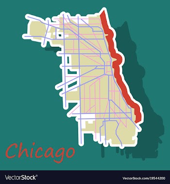 Sticker map chicago city illinois roads vector image