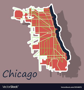 Sticker map chicago city illinois roads vector image
