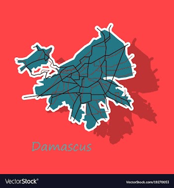 Sticker map design - damascus city vector image