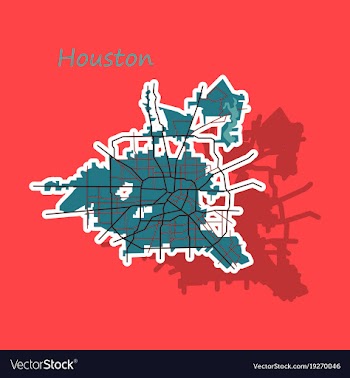Sticker map houston city texas roads vector image