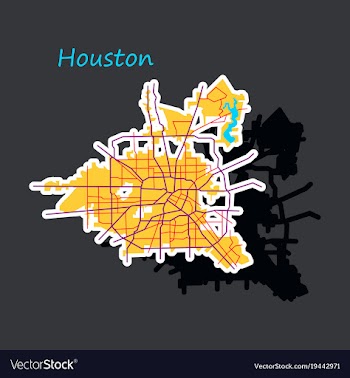 Sticker map houston city texas roads vector image