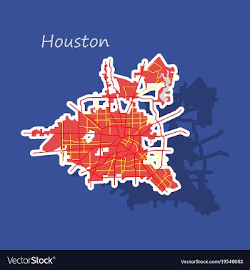 Sticker map houston city texas roads vector image