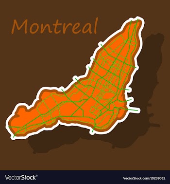 Sticker map of montreal is a city of canada with vector image