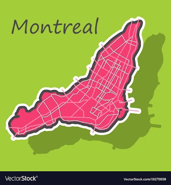 Sticker map of montreal is a city of canada with vector image
