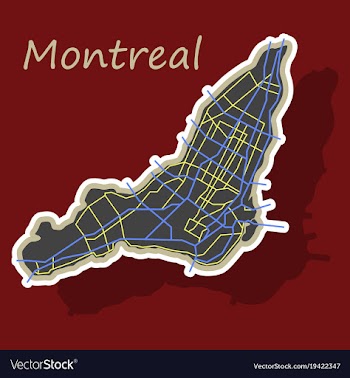 Sticker map of montreal is a city of canada with vector image