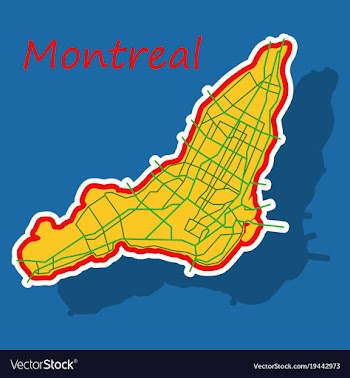 Sticker map of montreal is a city of canada with vector image
