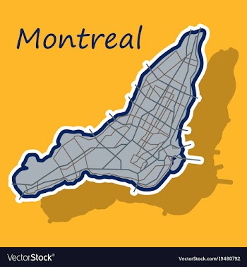 Sticker map of montreal is a city of canada with vector image