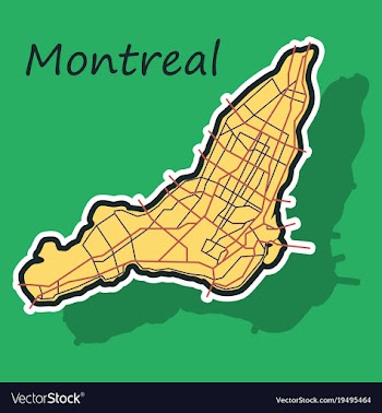 Sticker map of montreal is a city of canada with vector image