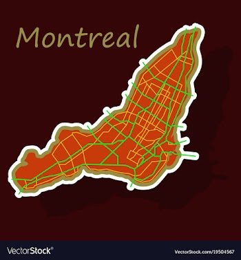 Sticker map of montreal is a city of canada with vector image
