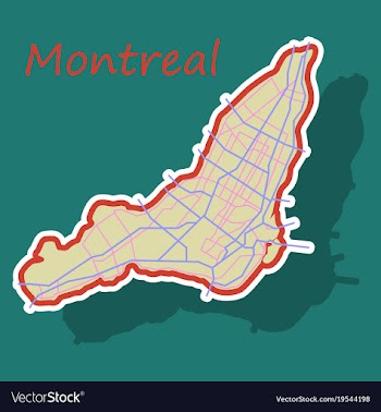 Sticker map of montreal is a city of canada with vector image