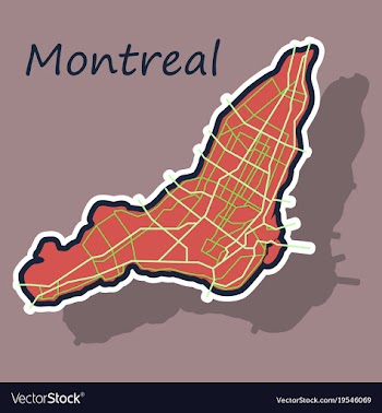 Sticker map of montreal is a city of canada with vector image