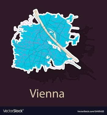 Sticker map of the city of vienna austria vector image