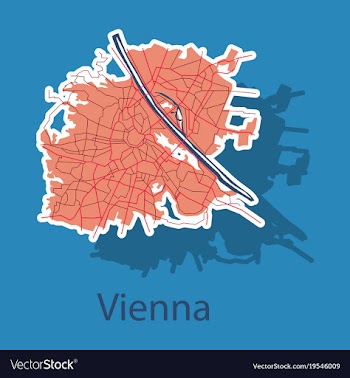 Sticker map of the city of vienna austria vector image