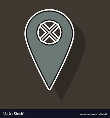 Sticker navigation geolocation icon in flat vector image