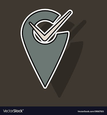 Sticker navigation geolocation icon in flat vector image