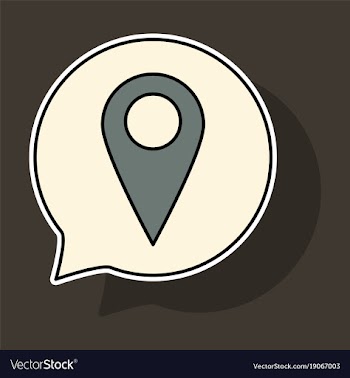 Sticker navigation geolocation icon in flat vector image