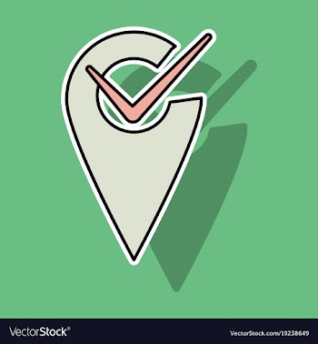 Sticker navigation geolocation icon in flat vector image