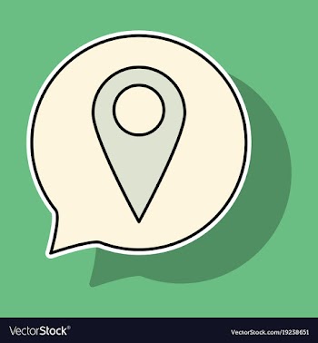 Sticker navigation geolocation icon in flat vector image