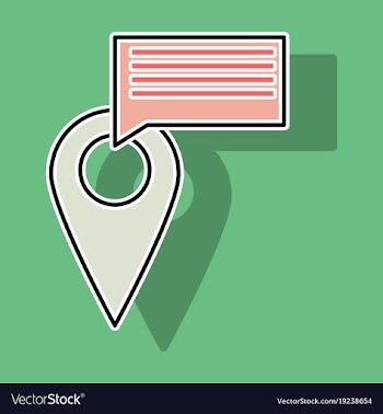 Sticker navigation geolocation icon in flat vector image