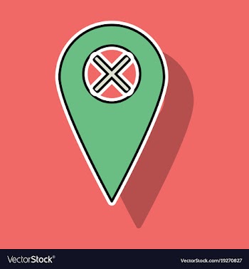 Sticker navigation geolocation icon in flat vector image