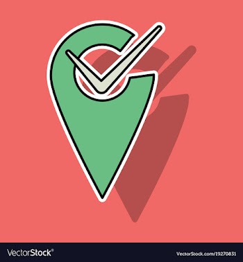 Sticker navigation geolocation icon in flat vector image
