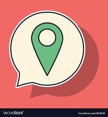 Sticker navigation geolocation icon in flat vector image