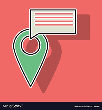 Sticker navigation geolocation icon in flat vector image