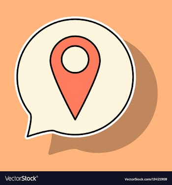 Sticker navigation geolocation icon in flat vector image