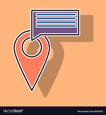 Sticker navigation geolocation icon in flat vector image