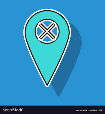 Sticker navigation geolocation icon in flat vector image