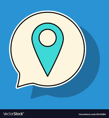 Sticker navigation geolocation icon in flat vector image